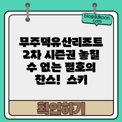 무주덕유산리조트 2차 시즌권: 놓칠 수 없는 절호의 찬스! 스키