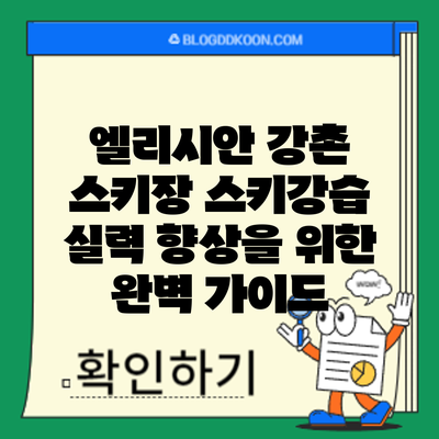 엘리시안 강촌 스키장 스키강습: 실력 향상을 위한 완벽 가이드