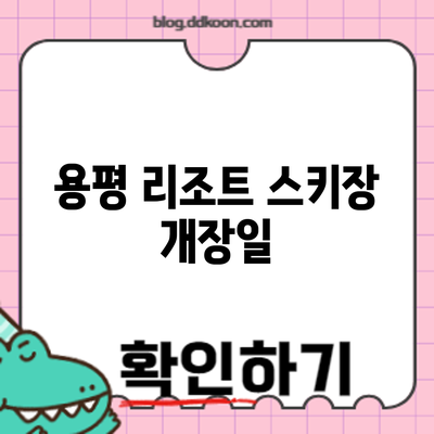 용평 리조트 스키장 개장일