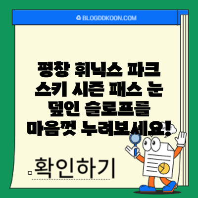 평창 휘닉스 파크 스키 시즌 패스: 눈 덮인 슬로프를 마음껏 누려보세요!