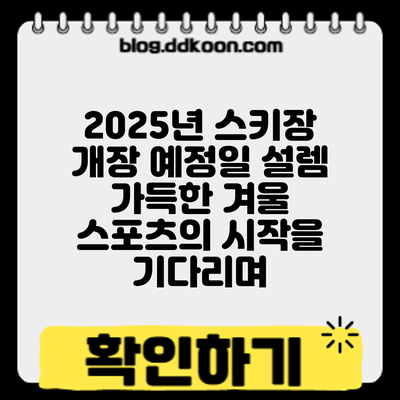 2025년 스키장 개장 예정일: 설렘 가득한 겨울 스포츠의 시작을 기다리며