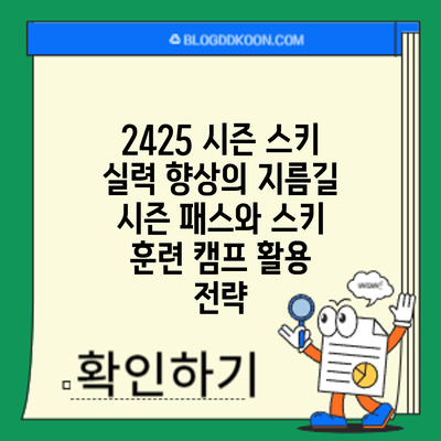 24/25 시즌 스키 실력 향상의 지름길: 시즌 패스와 스키 훈련 캠프 활용 전략
