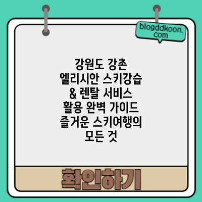 강원도 강촌 엘리시안 스키강습 & 렌탈 서비스 활용 완벽 가이드: 즐거운 스키여행의 모든 것