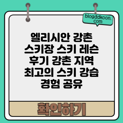 엘리시안 강촌 스키장 스키 레슨 후기: 강촌 지역 최고의 스키 강습 경험 공유