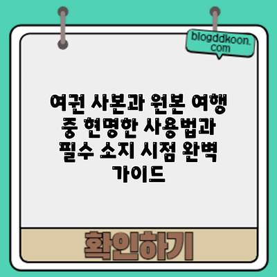 여권 사본과 원본: 여행 중 현명한 사용법과 필수 소지 시점 완벽 가이드