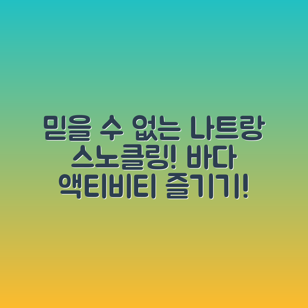 믿을 수 없는 나트랑 스노클링과 바다 액티비티 정보!