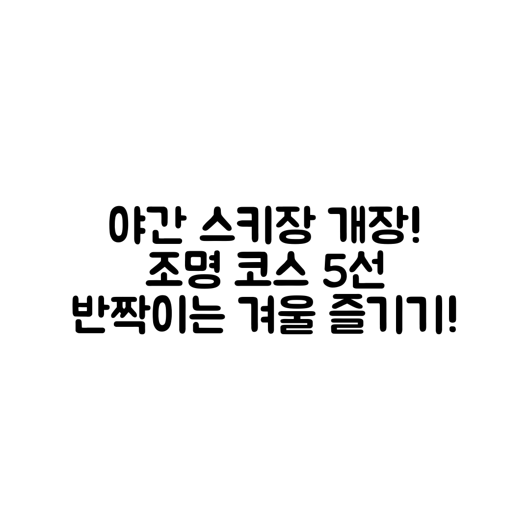 야간 스키장 개장! 조명 코스 5가지 추천