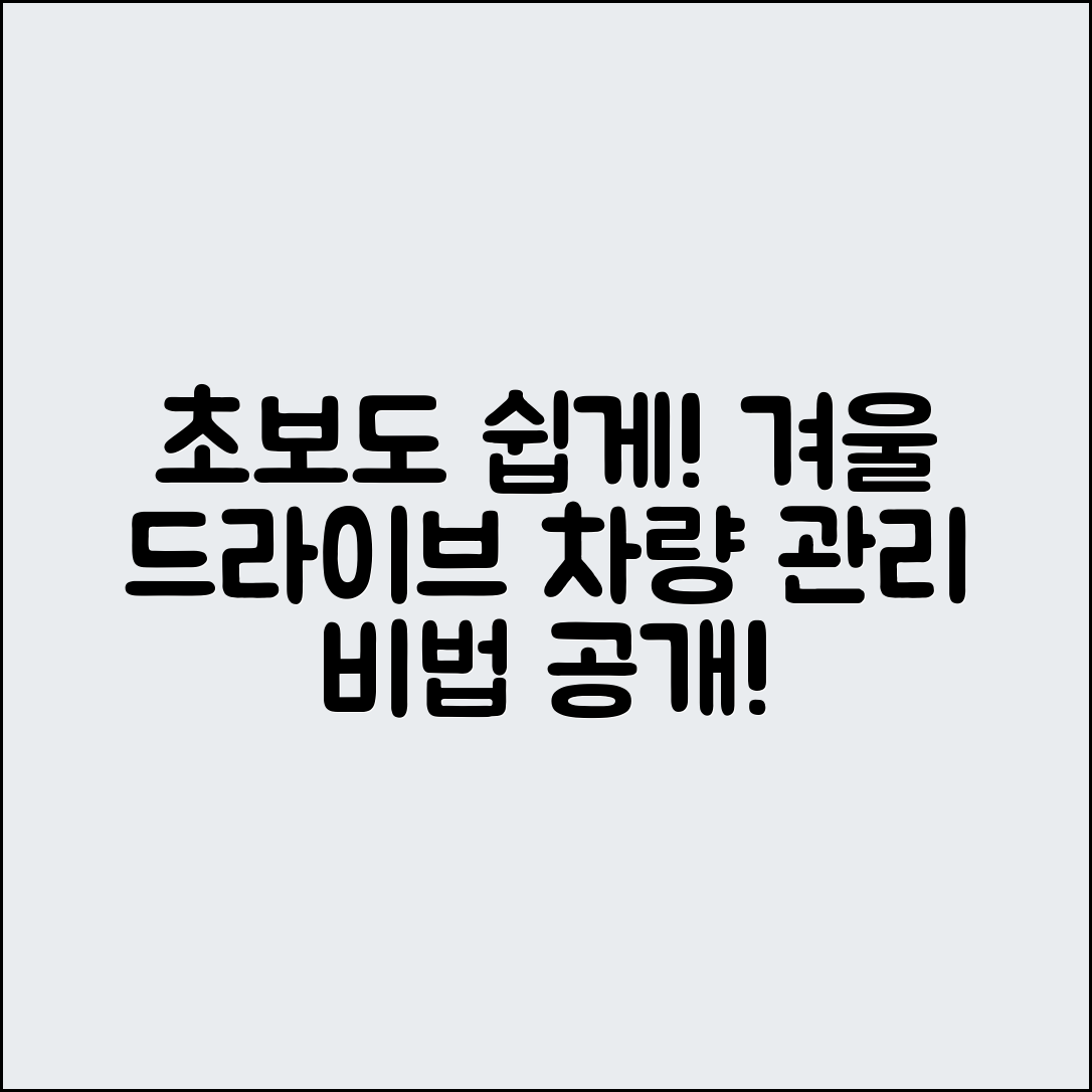 초보자도 쉽게 하는 겨울 드라이브 차량 관리