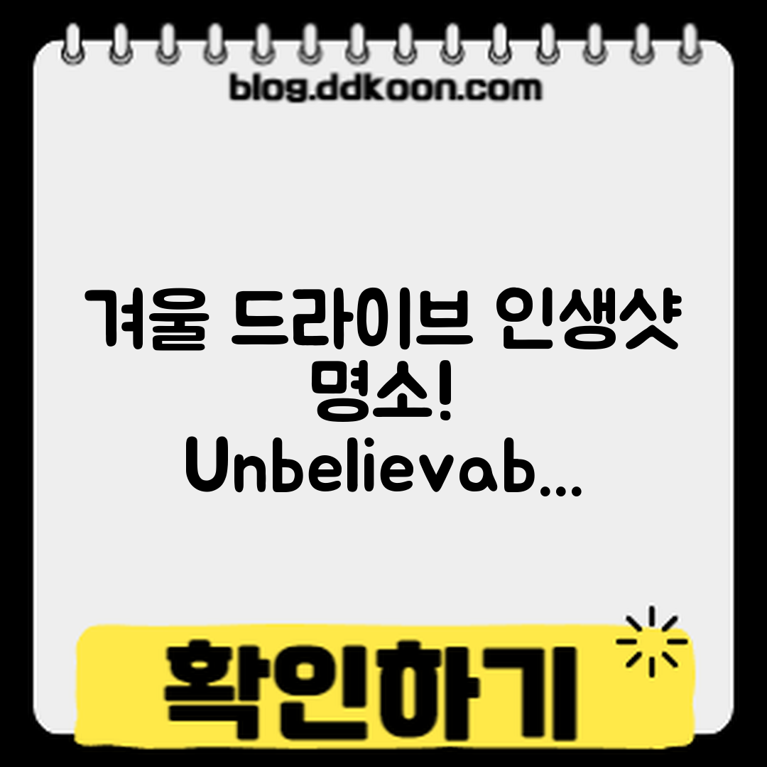 겨울 드라이브 인생샷 명소, 믿을 수 없는 사진 포인트!