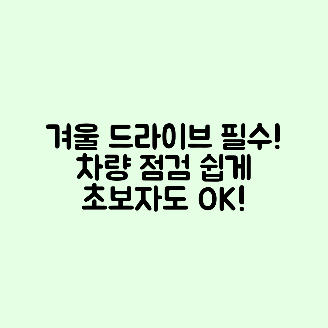 초보자도 쉽게 확인하는 겨울 드라이브 차량 점검