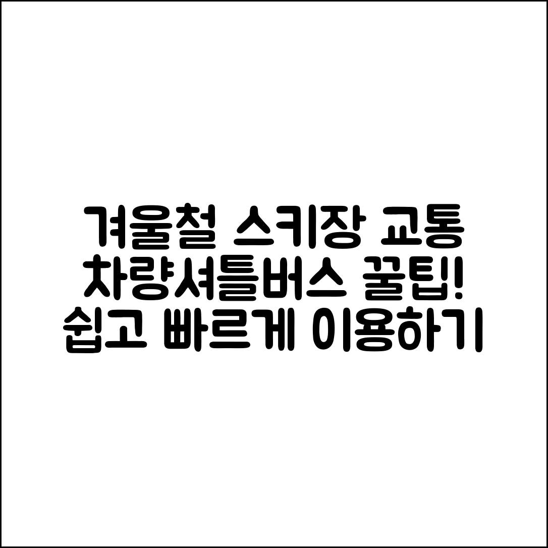 겨울철 스키장 교통, 누구나 쉽게 이용하는 차량·셔틀버스 꿀팁