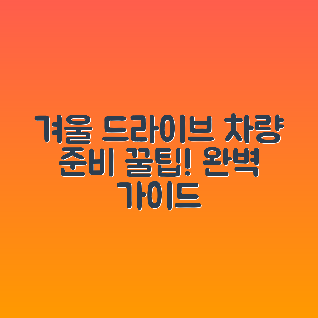 겨울 드라이브 전 차량 준비 완벽 가이드